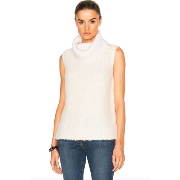 Rag & Bone Womens XXS Adele Ivory Wool Blend Turtleneck Sleeveless Sweater - Picture 2 of 11